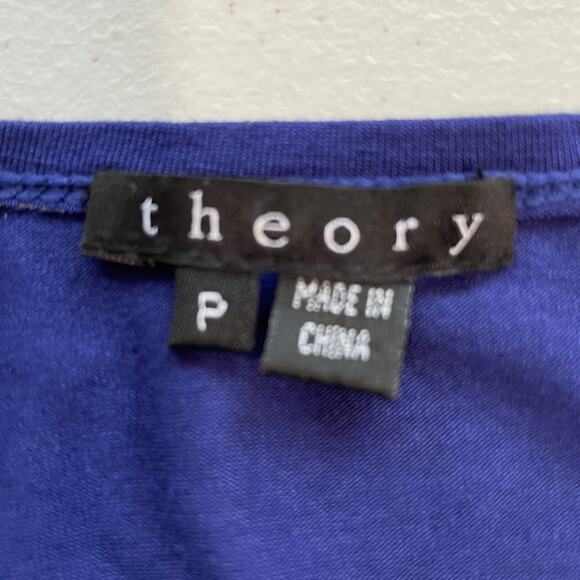 THEORY Lucella Purple Knotted V-Neckline Short Sleeve Top P - Picture 7 of 10